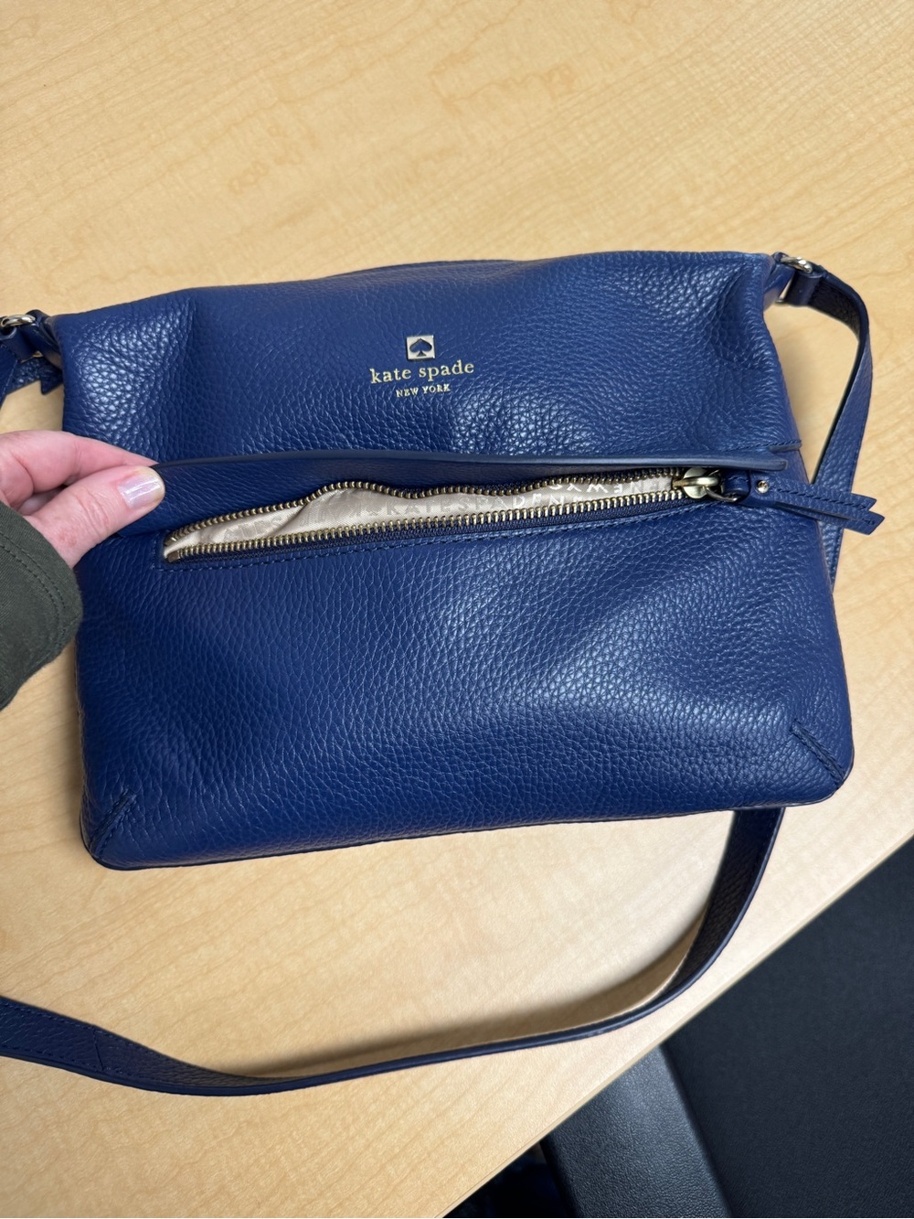 kate spade Navy Pebbled Leather Crossbody Bag - Picture 3 of 5